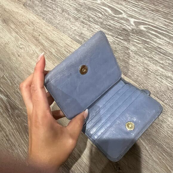 BALENCIAGA paris sky blue Leather trifold Wallet Coin Purse - Picture 8 of 9